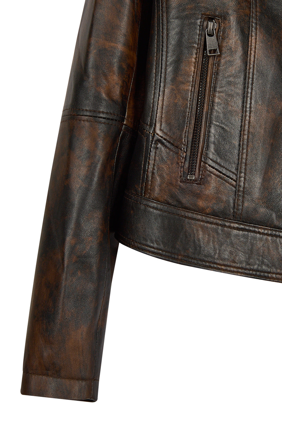 Kylie Woman Bronze Short Leather Jacket