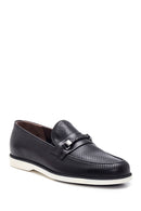 Erkek Syah Deri Delikli Casual Loafer | Derimod
