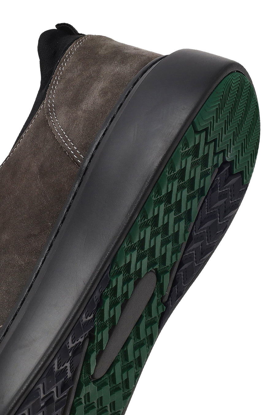 Male Gray Lace-Up Thick-Soled Nubuck Leather Sneaker