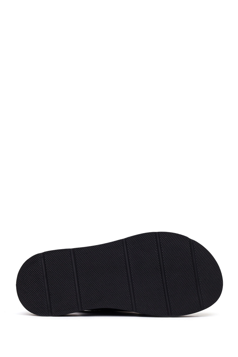 Woman Black Double-Buckle Thick-Soled Leather Comfort Sandals