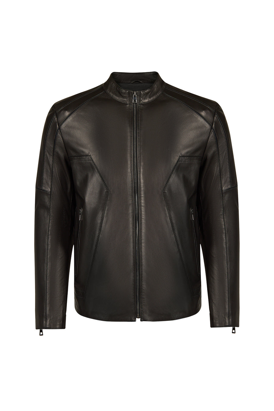 Musiala Male Black Slim-Fit Leather Jacket 26WGD6615U4 | Derimod