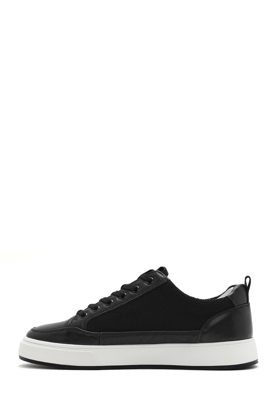 Men's Black Lace-up Leather Sneaker