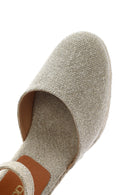 Women's Beige Ankle Buckle Wedge Heel Fabric Espadrille Sandals | Derimod