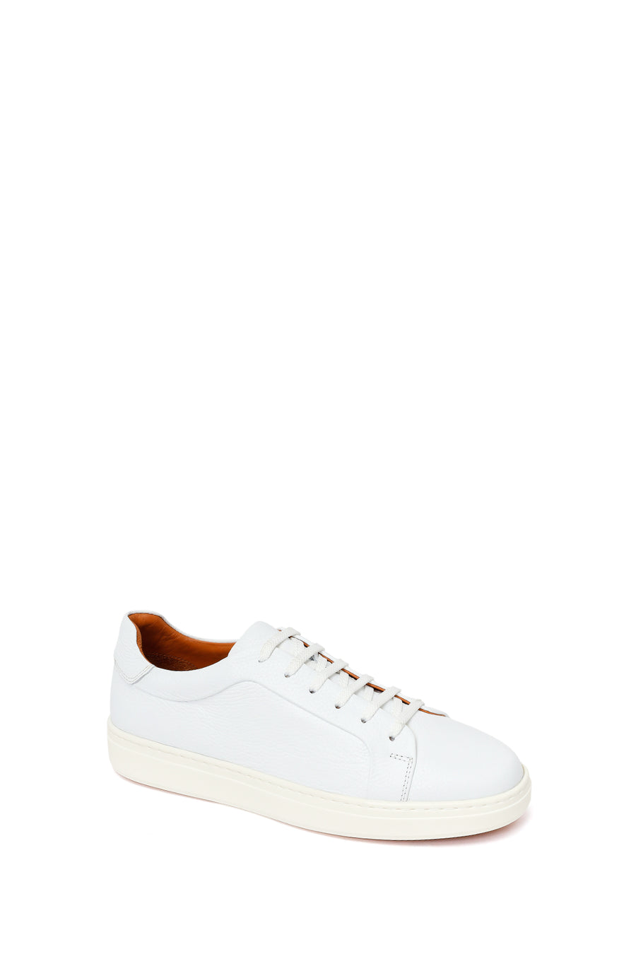Male White Lace-Up Leather Sneaker