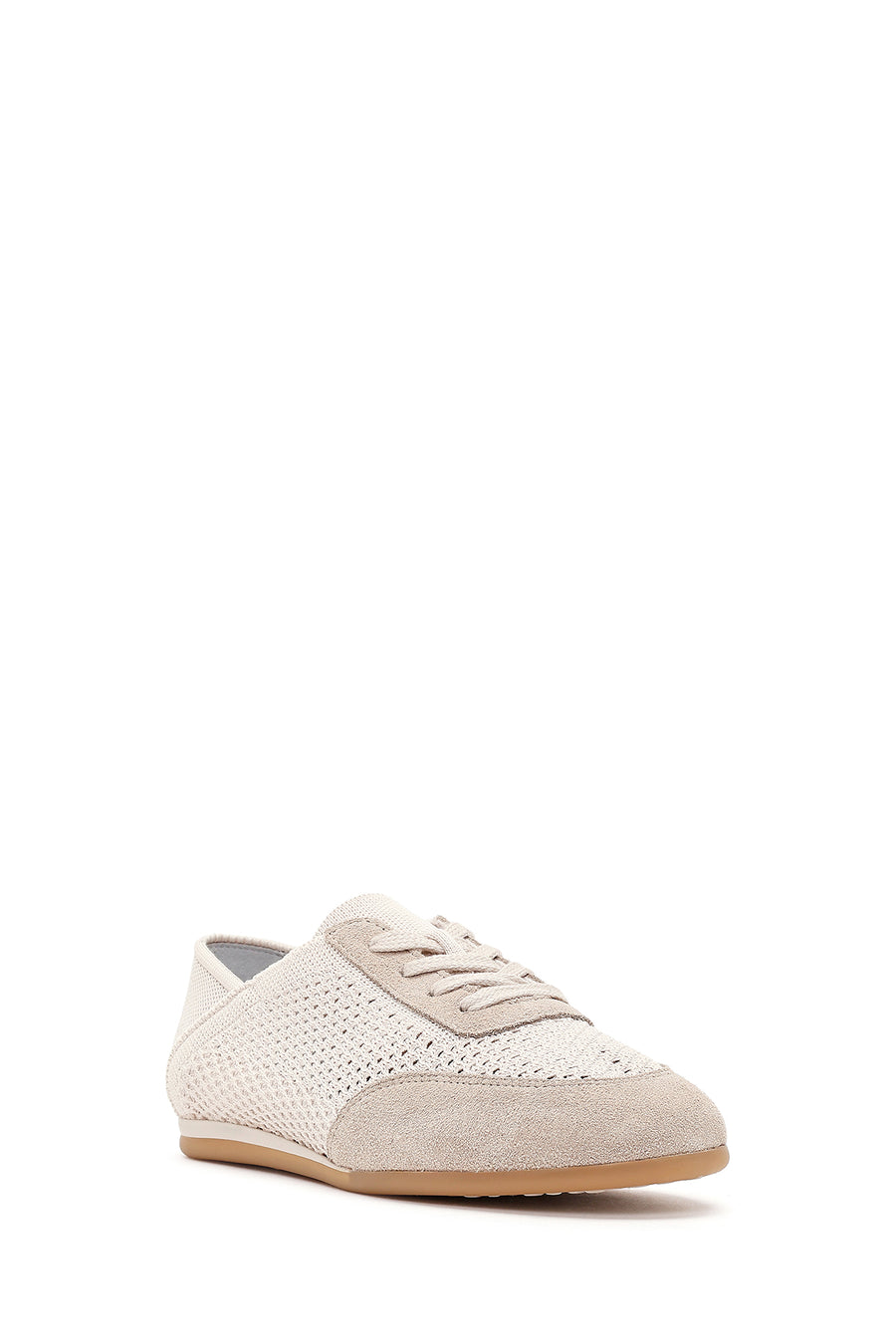 Women's Beige Lace-up Leather Sneaker