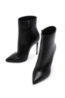 Women's Black Leather Thin Heeled Boots | Derimod