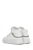 Alberto Guardiani Women's White Leather Thick Sole High Top Sneaker | Derimod