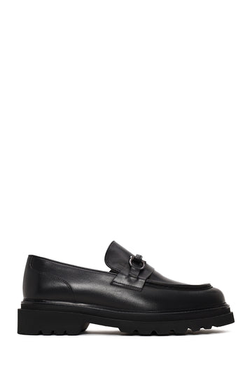 Male Black Leather Casual Loafer WM750034DV | Derimod
