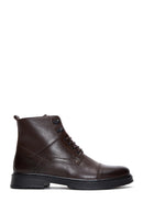 Men's Brown Leather Flat Boots | Derimod