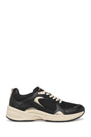 Geox Kadın Siyah D Zarvıa A - Mesh+Pearl.Gbk Bağcıklı Kalın Tabanlı Deri Sneaker | Derimod