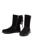 Women's Black Zippered Suede Boots | Derimod
