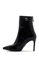 Women's Black Thin Heeled Zippered Patent Leather Classic Leather Boots | Derimod