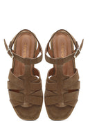 Women's Mink Ankle Strap Suede Leather Sandals | Derimod