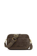 Woman Mink Long-Strap Suede Crossbody Bag | Derimod