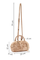 Women's Cream Long Strap Accessory Detailed Plush Mini Handbag | Derimod