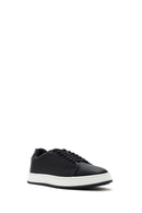 Erkek Siyah Bağcıklı Deri Sneaker | Derimod
