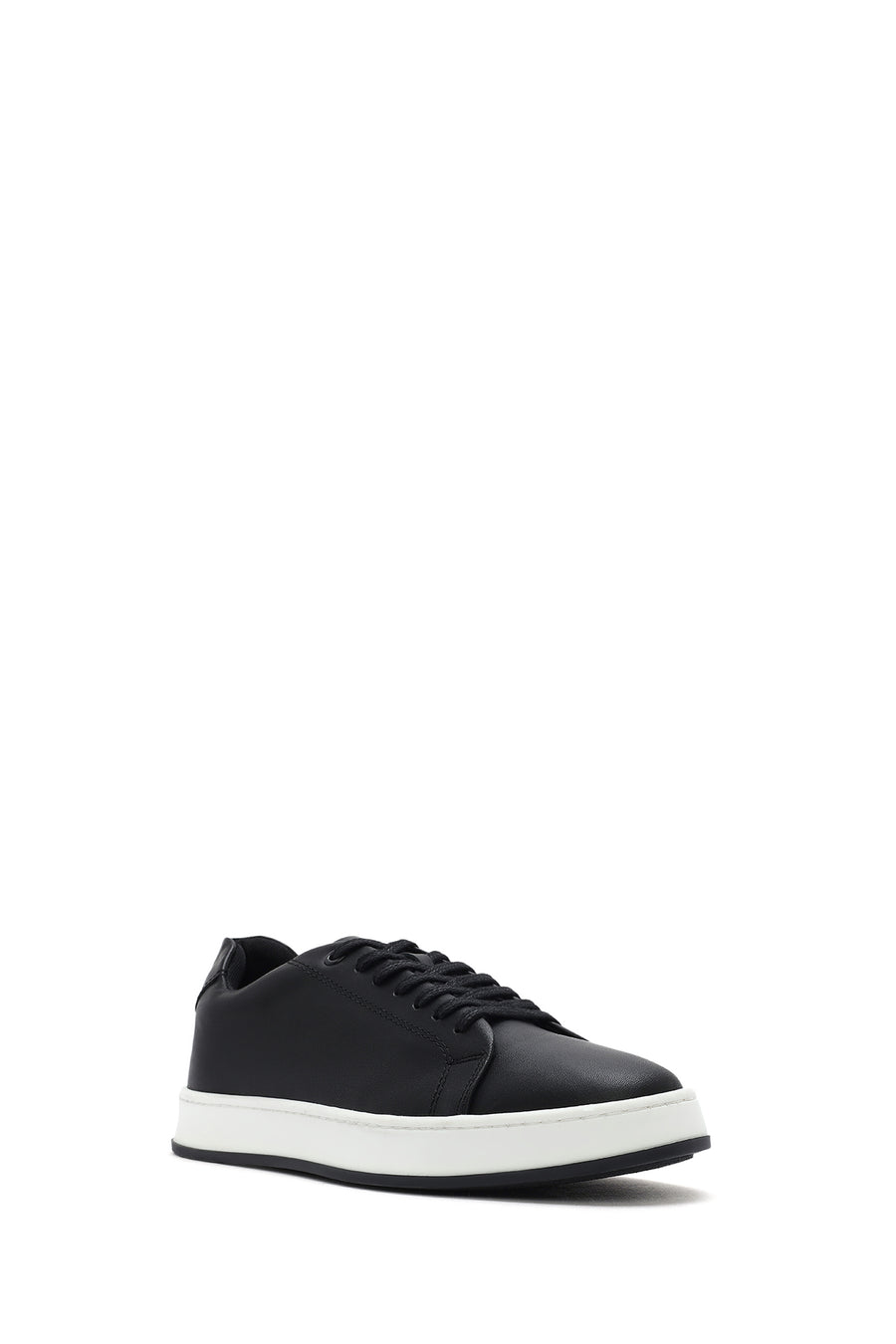Men's Black Lace-up Leather Sneaker