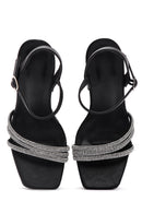 Women's Black Stone Platform Heeled Sandals | Derimod