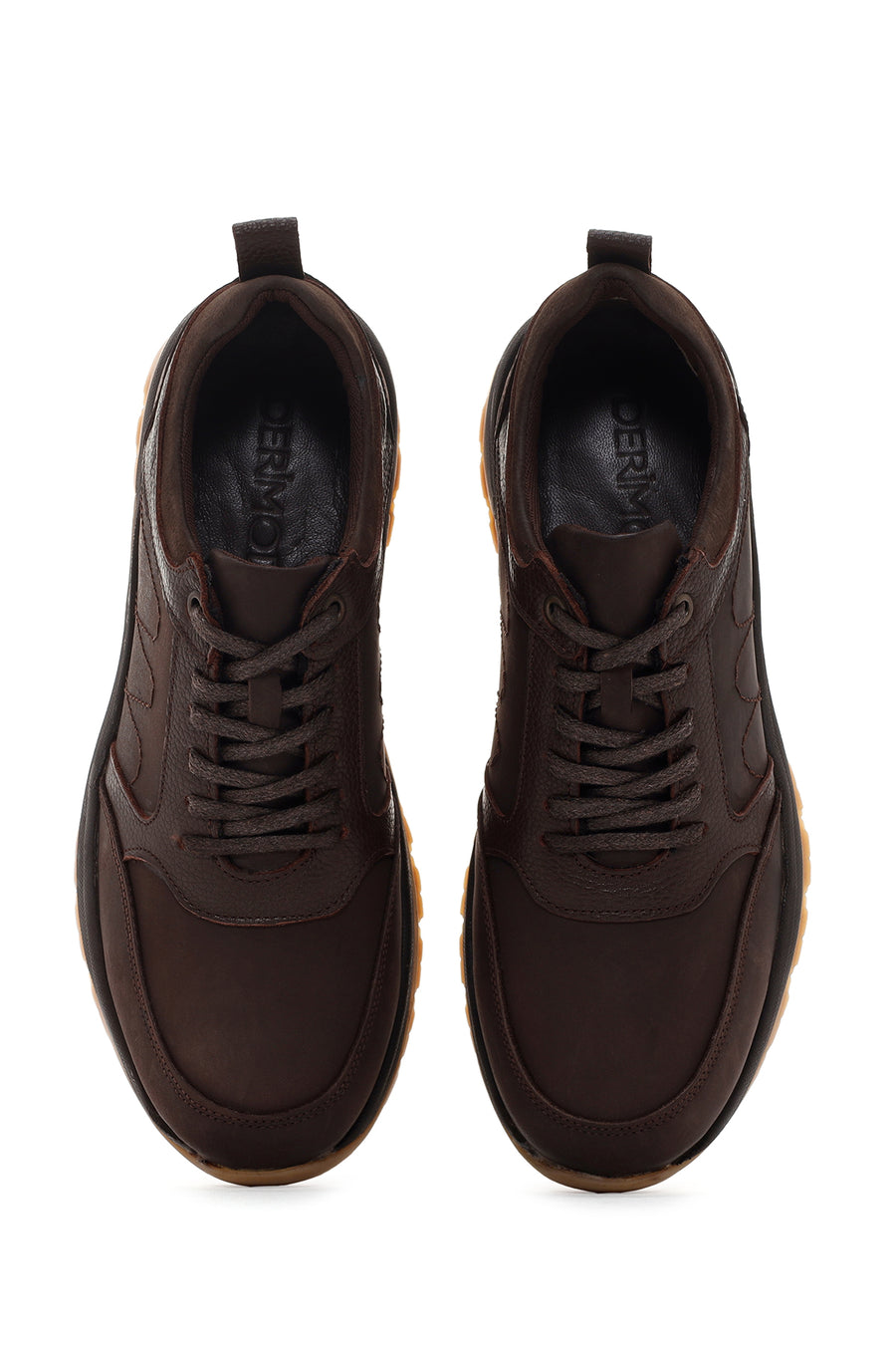 Men's Brown Thick Soled Casual Leather Shoes