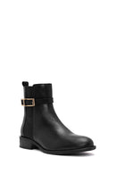 Women's Black Zippered Leather Boots | Derimod