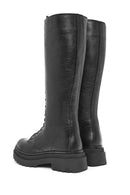 Women's Black Zippered Leather Boots | Derimod