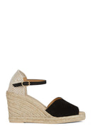 Geox Women's Black Gelsa Ankle Strap Wedge Heel Espadrille | Derimod