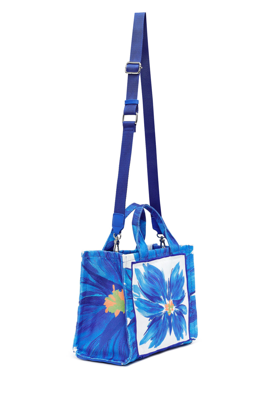 Woman Blue Long Strap Printed Shoulder Bag