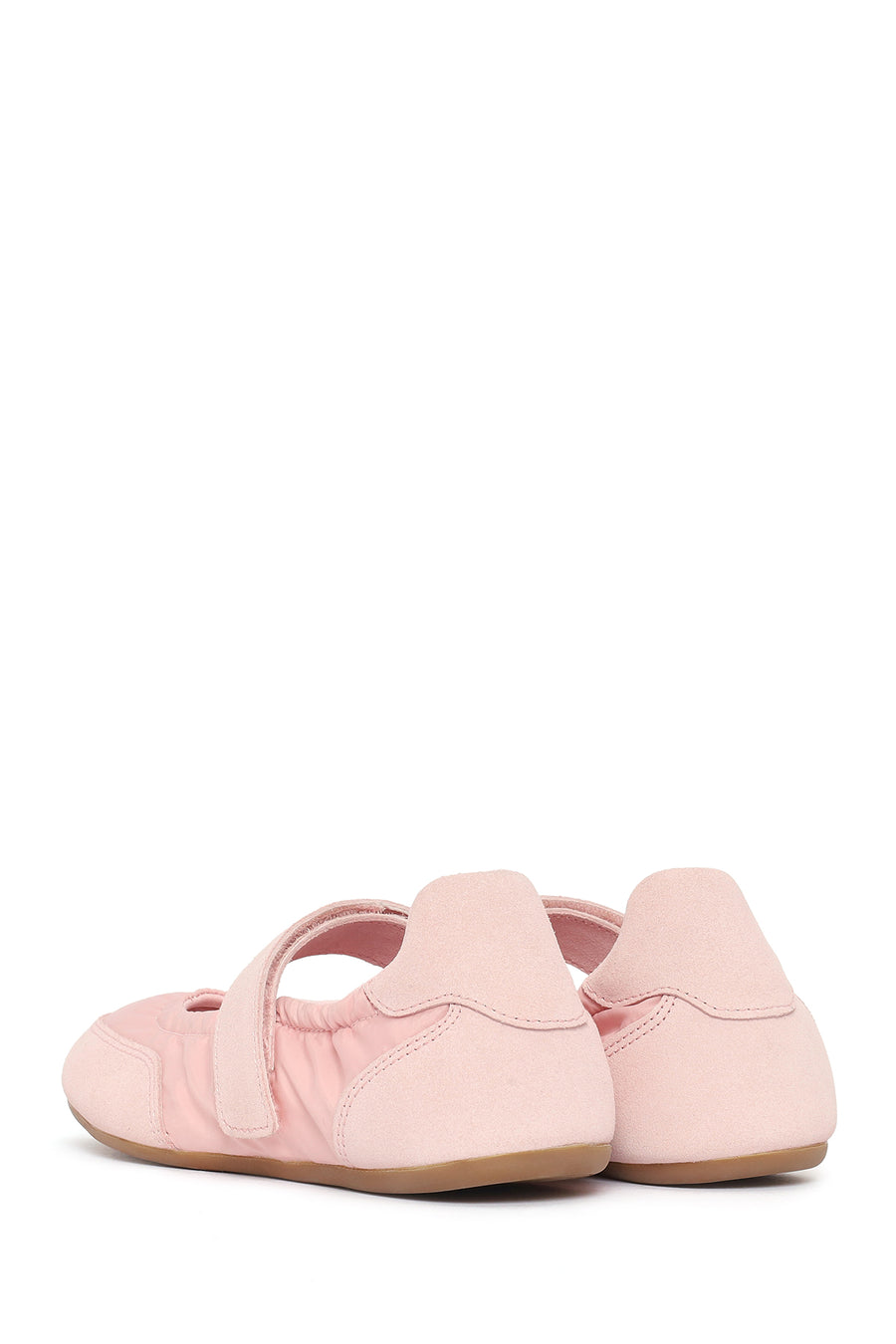 Women's Powder Pink Strapped Leather Sport Ballet Flats