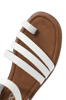 Kadın Beyaz Bilekten Bağlamalı Parmak Arası Deri Bodrum Sandalet | Derimod