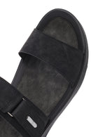 Men's Black Nubuck Leather Casual Slippers | Derimod