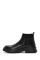 Men's Black Thick Sole Leather Casual Chelsea Boots | Derimod