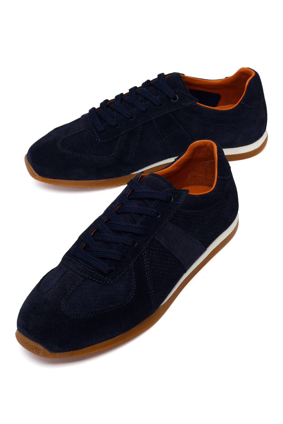 Erkek Lacivert Bağcıklı Süet Deri Sneaker