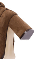 Women's Tan Suede Leather Heeled Boots | Derimod