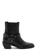 Women's Black Heeled Leather Cowboy Boots | Derimod