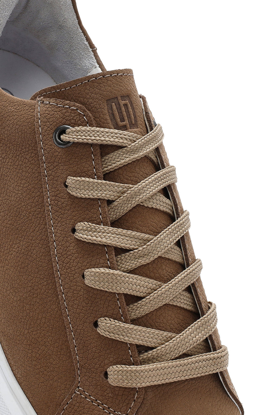 Erkek Vizon Bağcıklı Nubuk Deri Sneaker