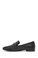 Women's Black Buckle Detailed Leather Masculine Loafer | Derimod