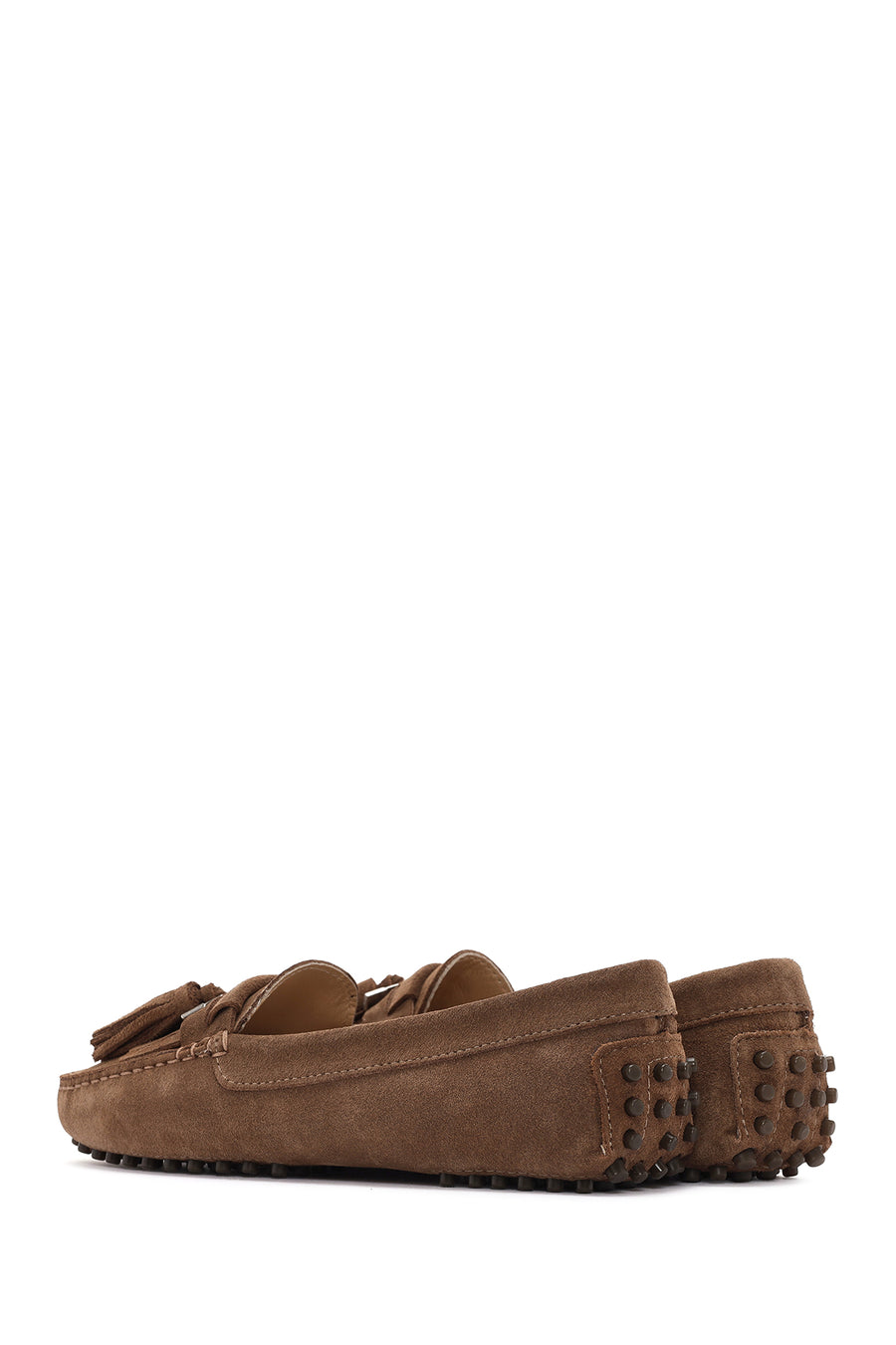 Women's Tan Tassel Suede Leather Loafer