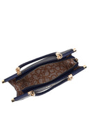 Woman Navy Long-Strap Printed Classic Shoulder Bag | Derimod