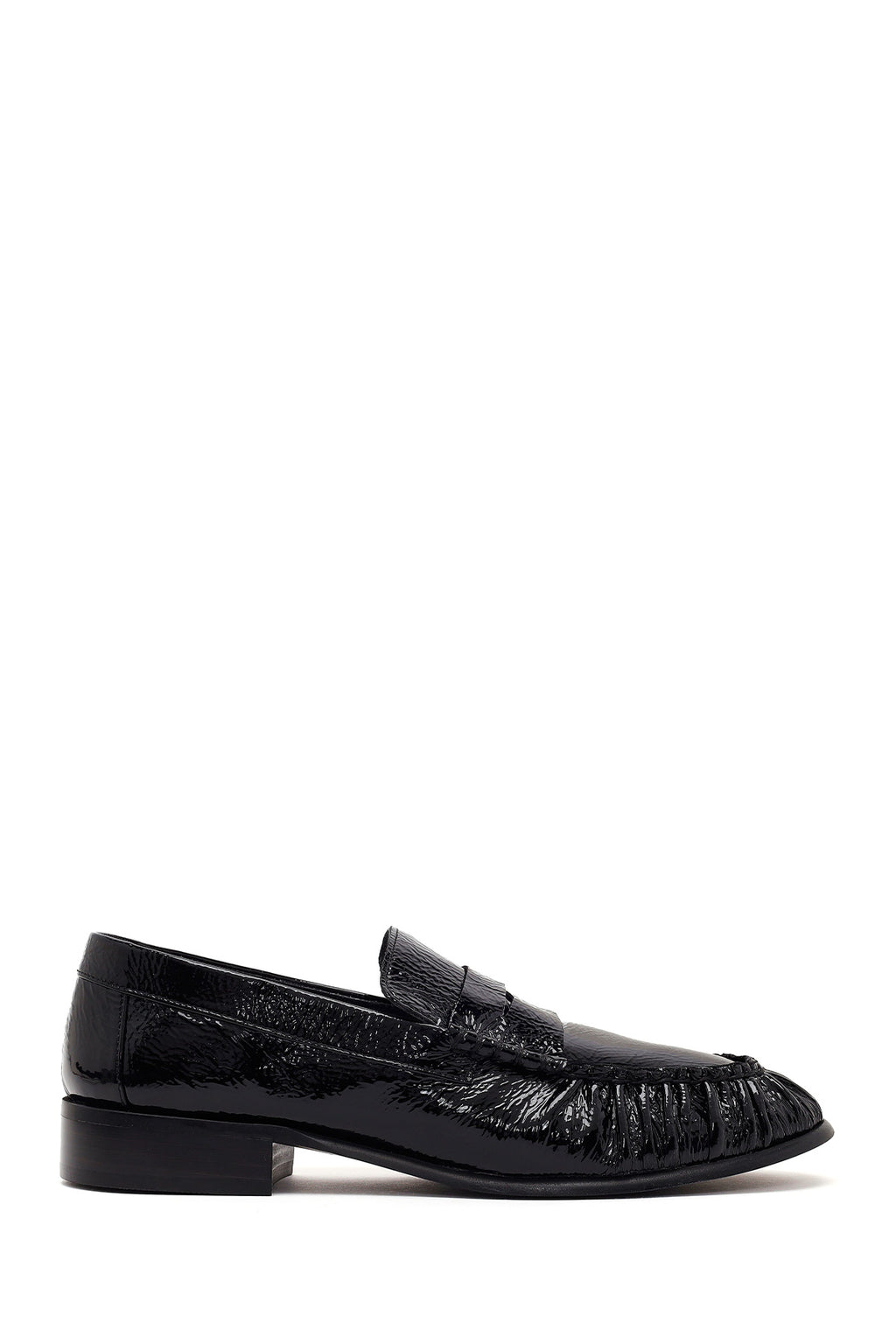 Kadın Siyah Deri Maskülen Loafer