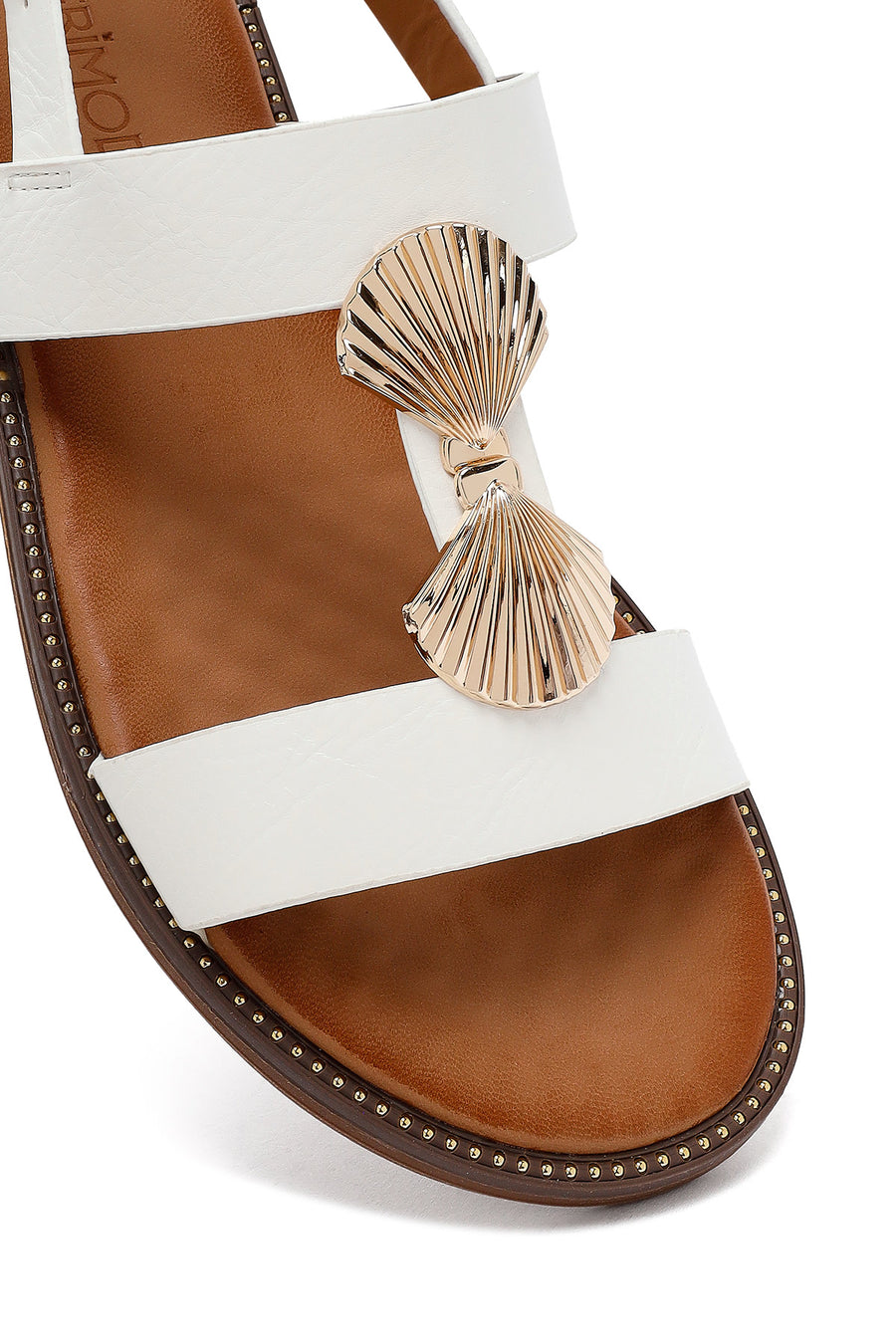 Women's White Sandals with Accessory Details