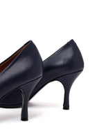 Kadın Lacivert İnce Topuklu Deri Stiletto | Derimod