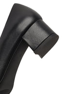 Derimod Flex Woman Black Thick-Heeled Leather Shoes | Derimod