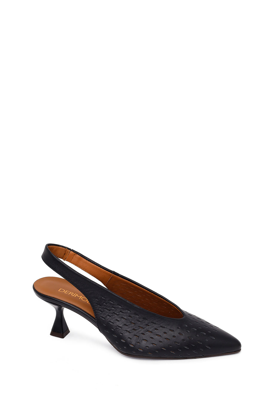 Woman Black Backless Low-Heeled Leather Shoes