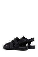 Men's Black Leather Casual Sandals | Derimod