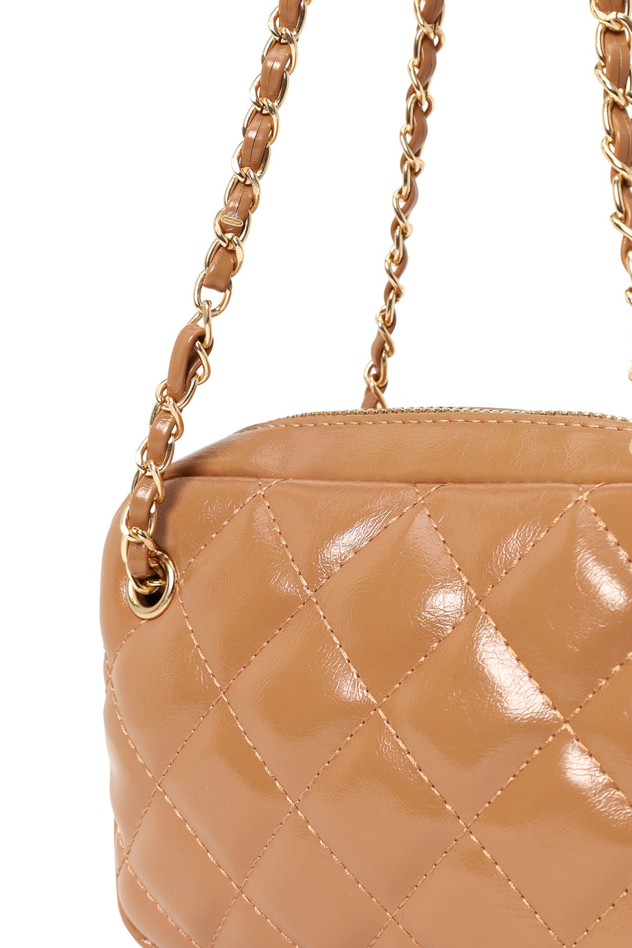 Woman Beige Quilted Crossbody Bag