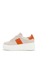 Women's Beige Leather Thick Soled Sneaker | Derimod