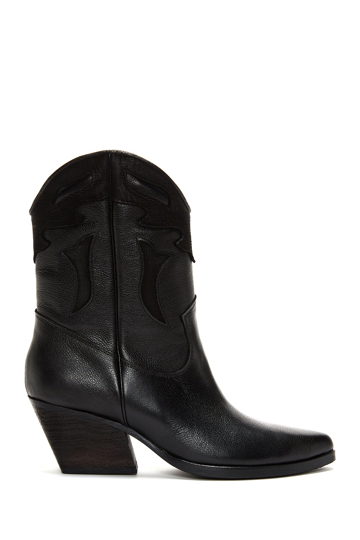 Women's Black Leather Heeled Cowboy Western Boots 23WFD181218 | Derimod