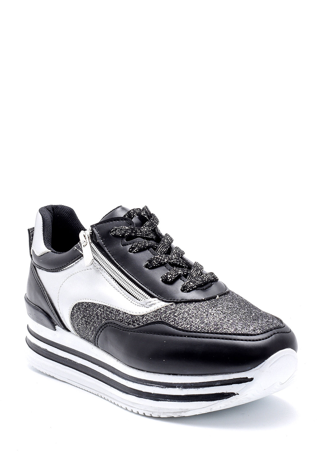 Kadın Yüksek Taban Fermuar Detaylı Sneaker