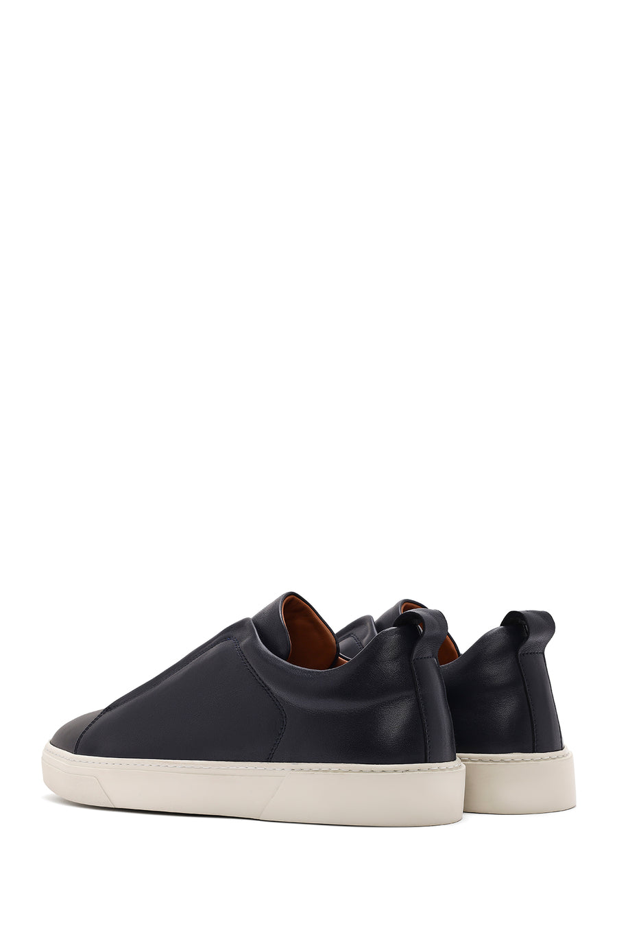 Men's Navy Blue Elastic Leather Sneakers