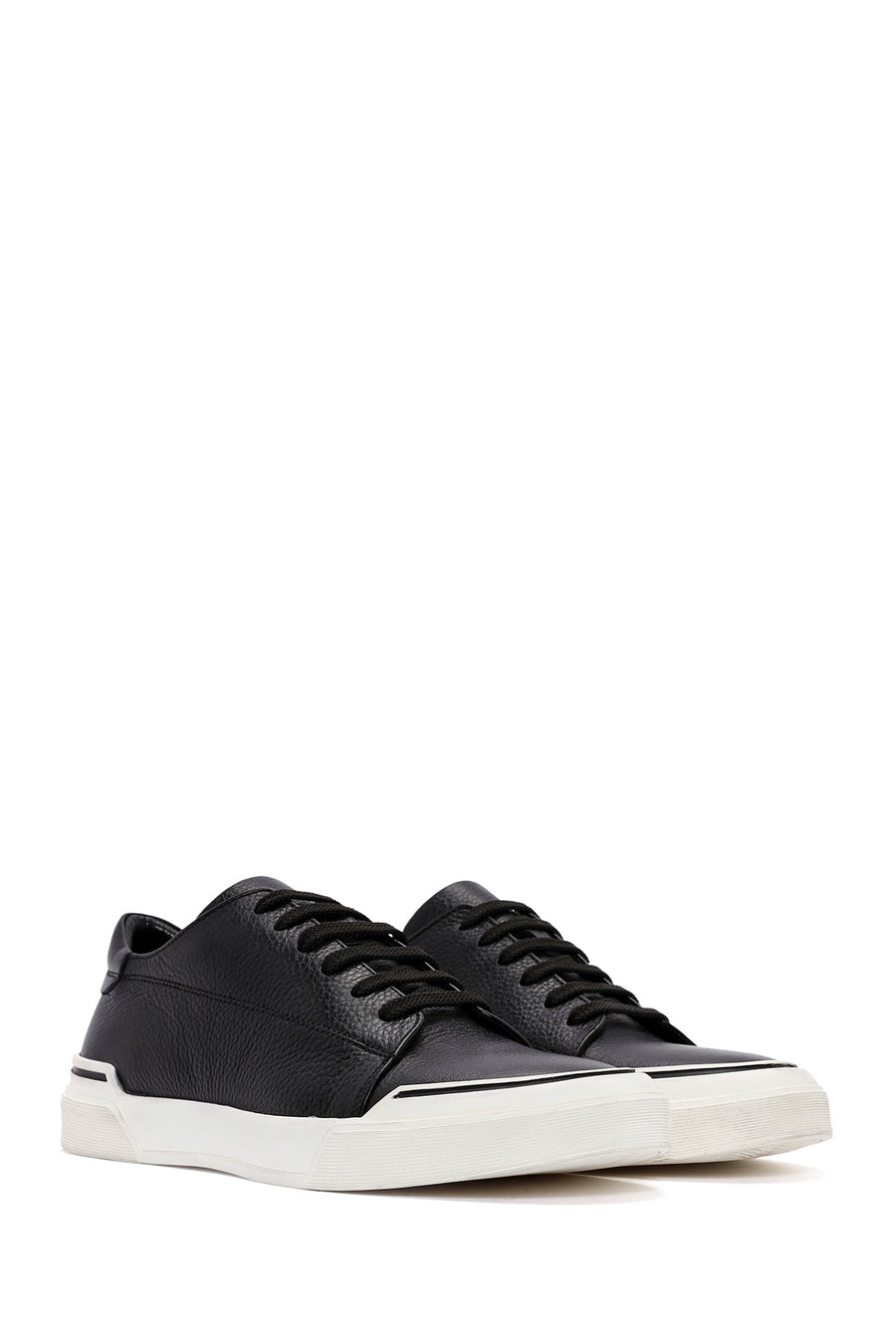 Men's Black Lace-up Leather Sneaker